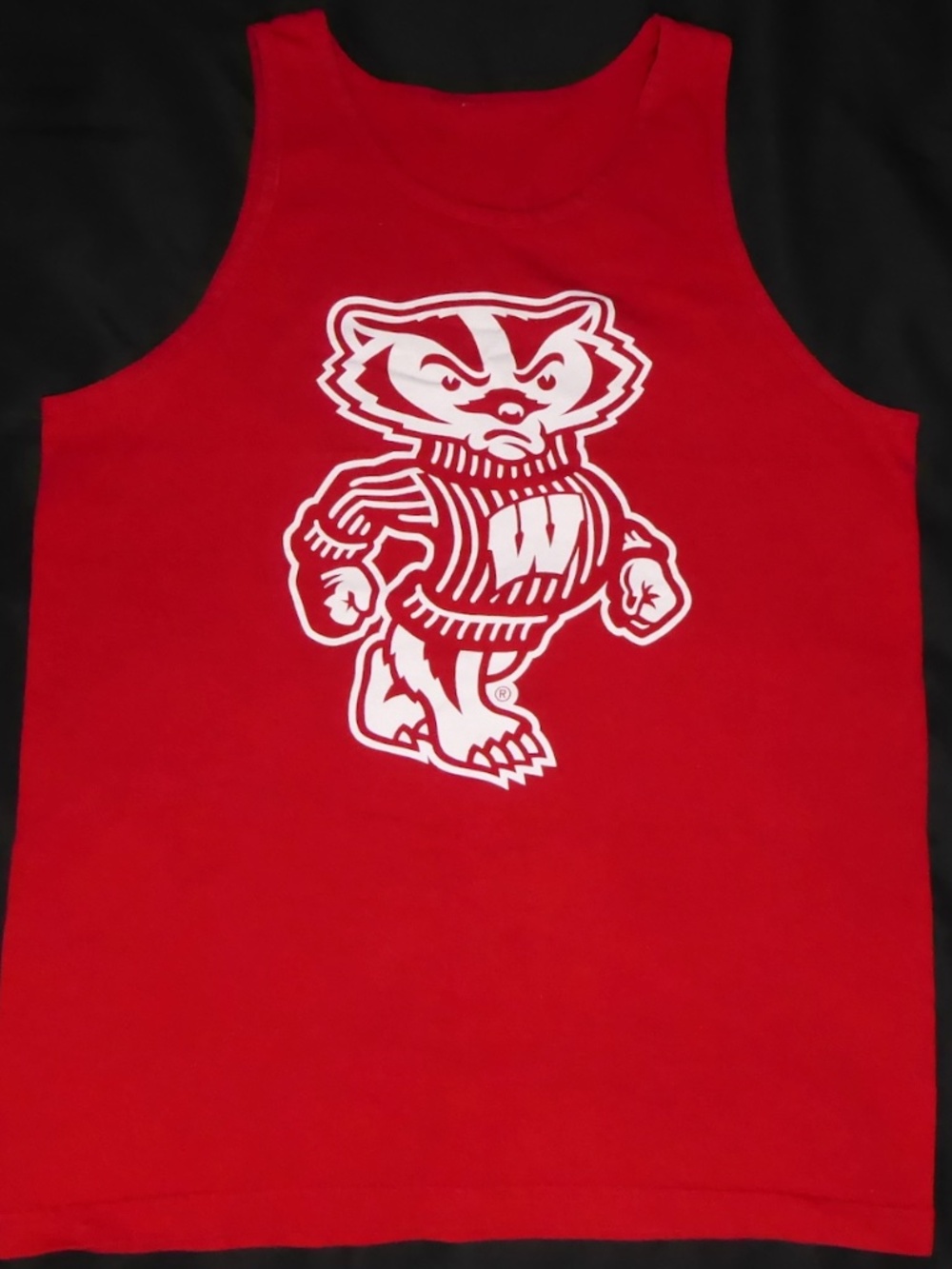 Wisconsin Badgers Red White Sleeveless Tank Top University Womens Cotton L